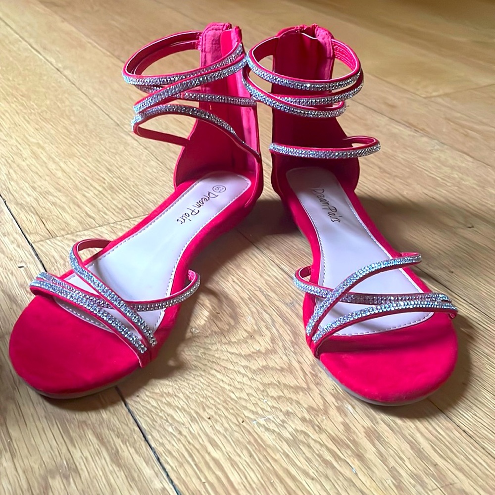 Dream pairs red suede with rhinestones bling sparkle zipper backs